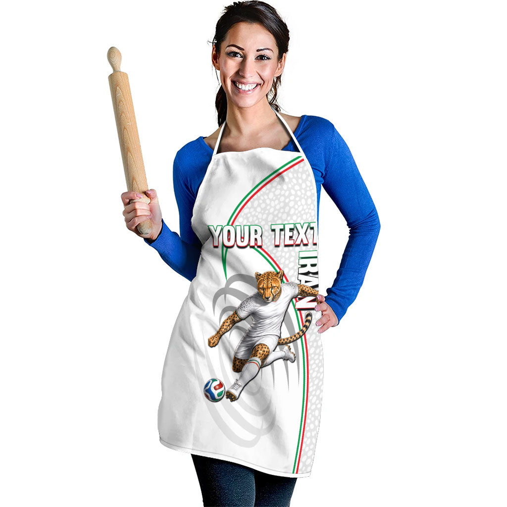 Personalized Iran Football Cheetah Apron Team Melli Persian Soccer Graphic Art