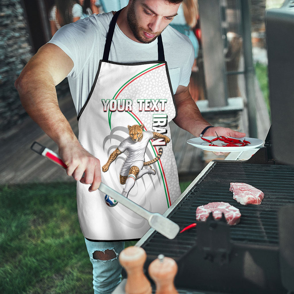 Personalized Iran Football Cheetah Apron Team Melli Persian Soccer Graphic Art