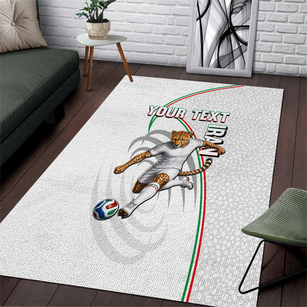 Personalized Iran Football Cheetah Area Rug Team Melli Persian Soccer Graphic Art