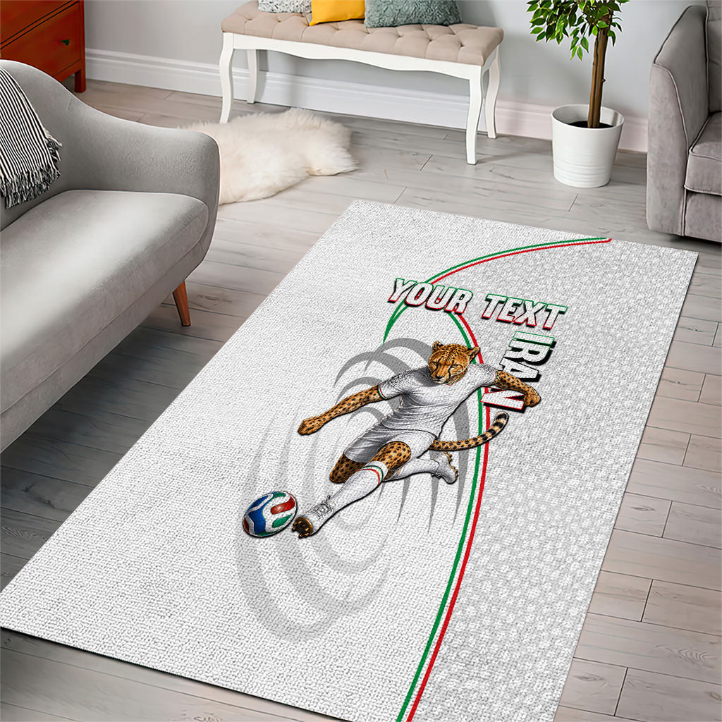 Personalized Iran Football Cheetah Area Rug Team Melli Persian Soccer Graphic Art