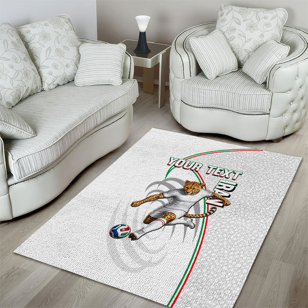 Personalized Iran Football Cheetah Area Rug Team Melli Persian Soccer Graphic Art