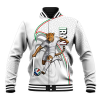 Personalized Iran Football Cheetah Baseball Jacket Team Melli Persian Soccer Graphic Art