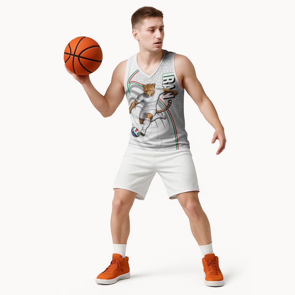 Personalized Iran Football Cheetah Basketball Jersey Team Melli Persian Soccer Graphic Art