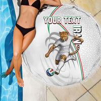 Personalized Iran Football Cheetah Beach Blanket Team Melli Persian Soccer Graphic Art