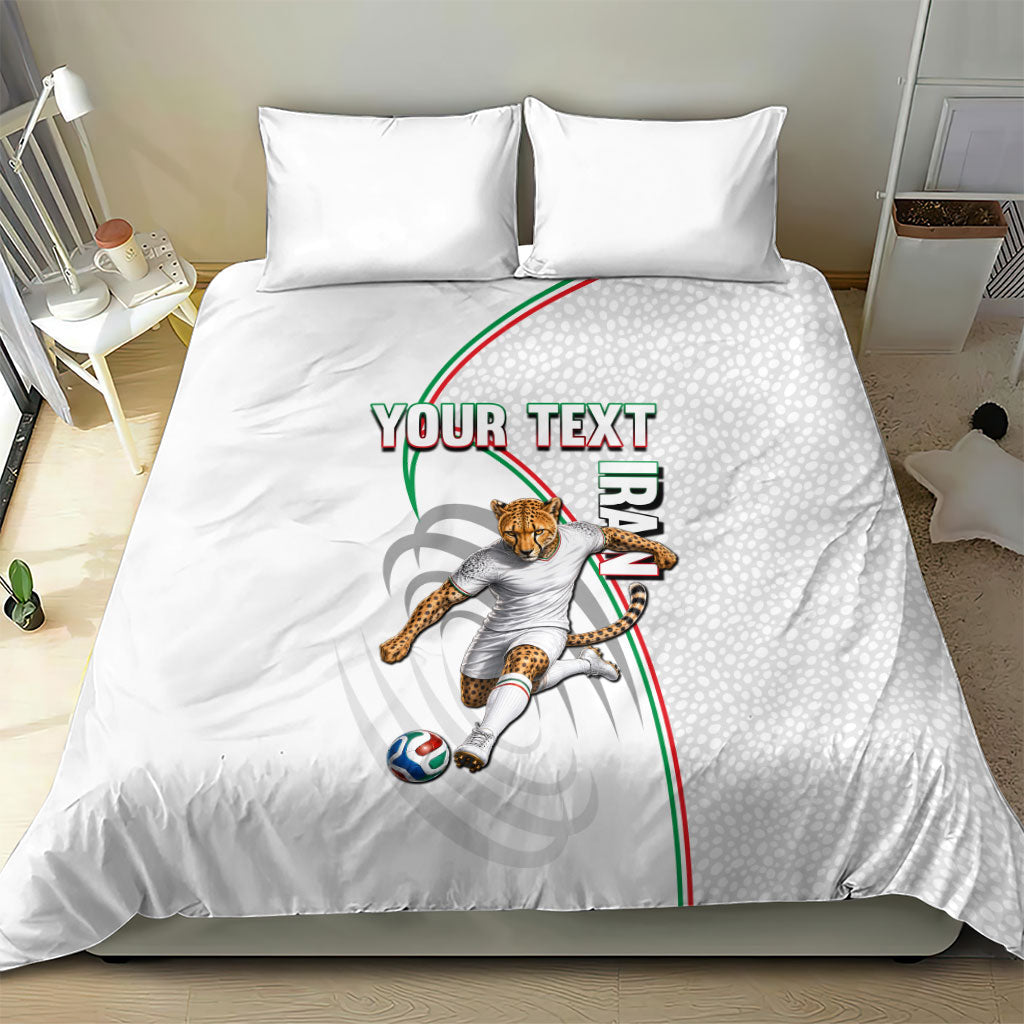 Personalized Iran Football Cheetah Bedding Set Team Melli Persian Soccer Graphic Art