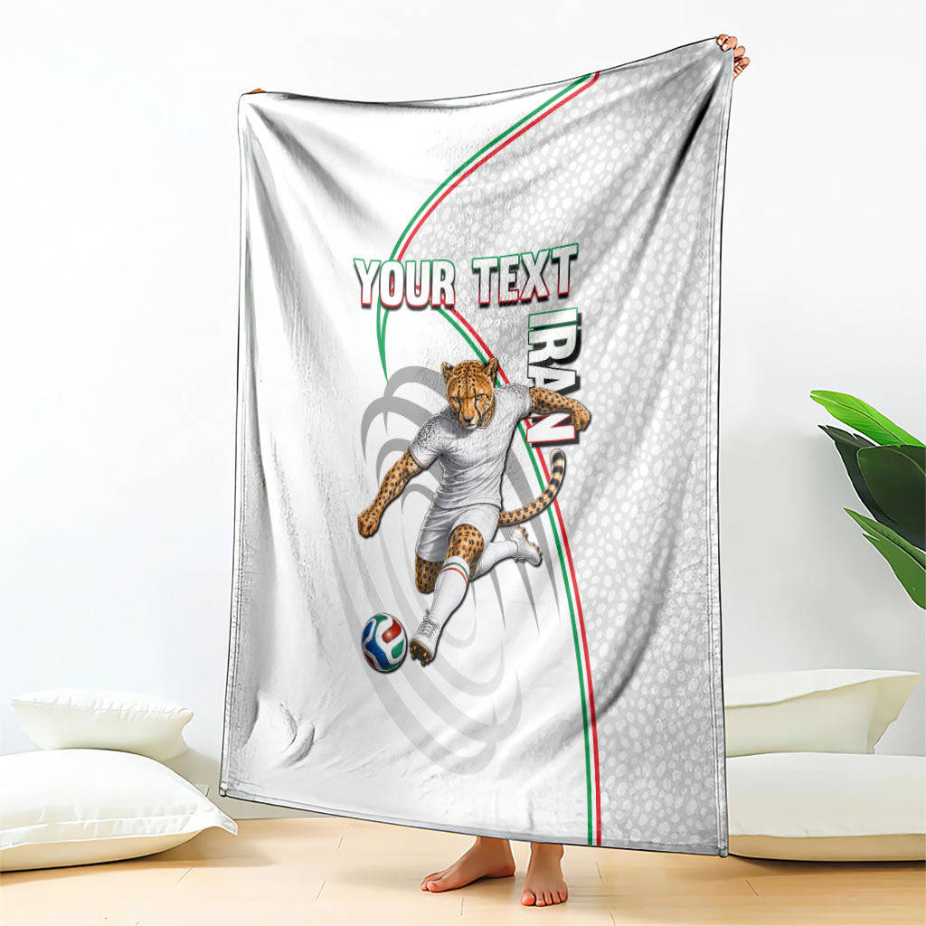 Personalized Iran Football Cheetah Blanket Team Melli Persian Soccer Graphic Art