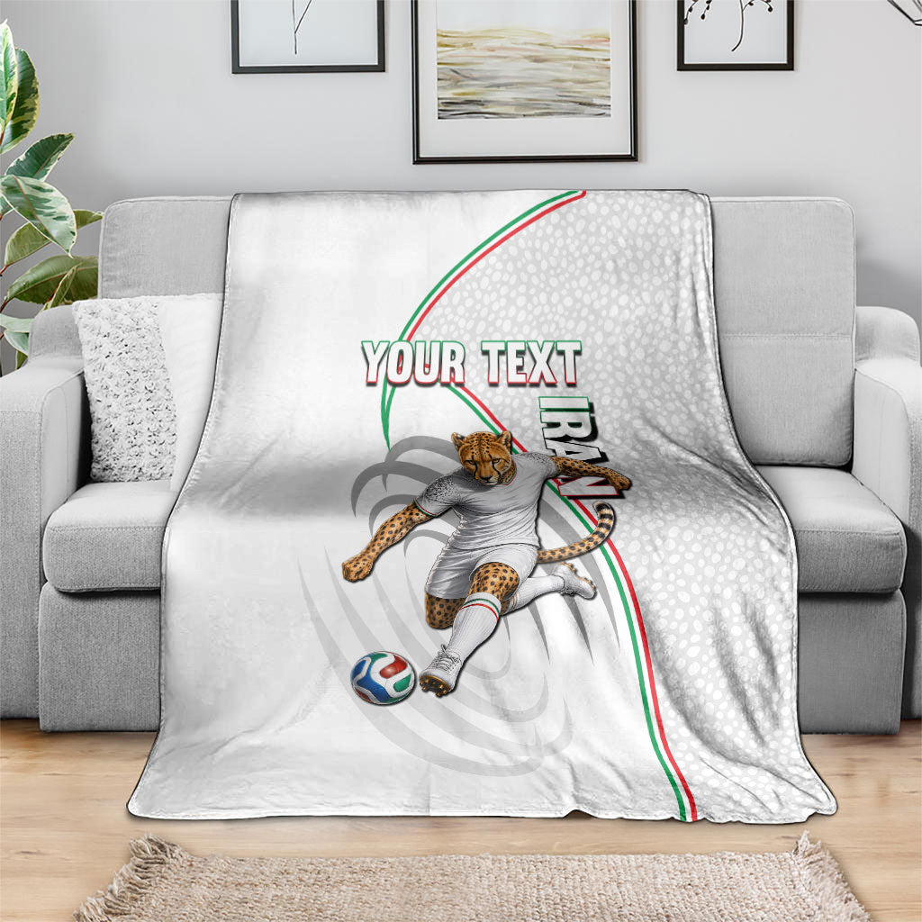 Personalized Iran Football Cheetah Blanket Team Melli Persian Soccer Graphic Art