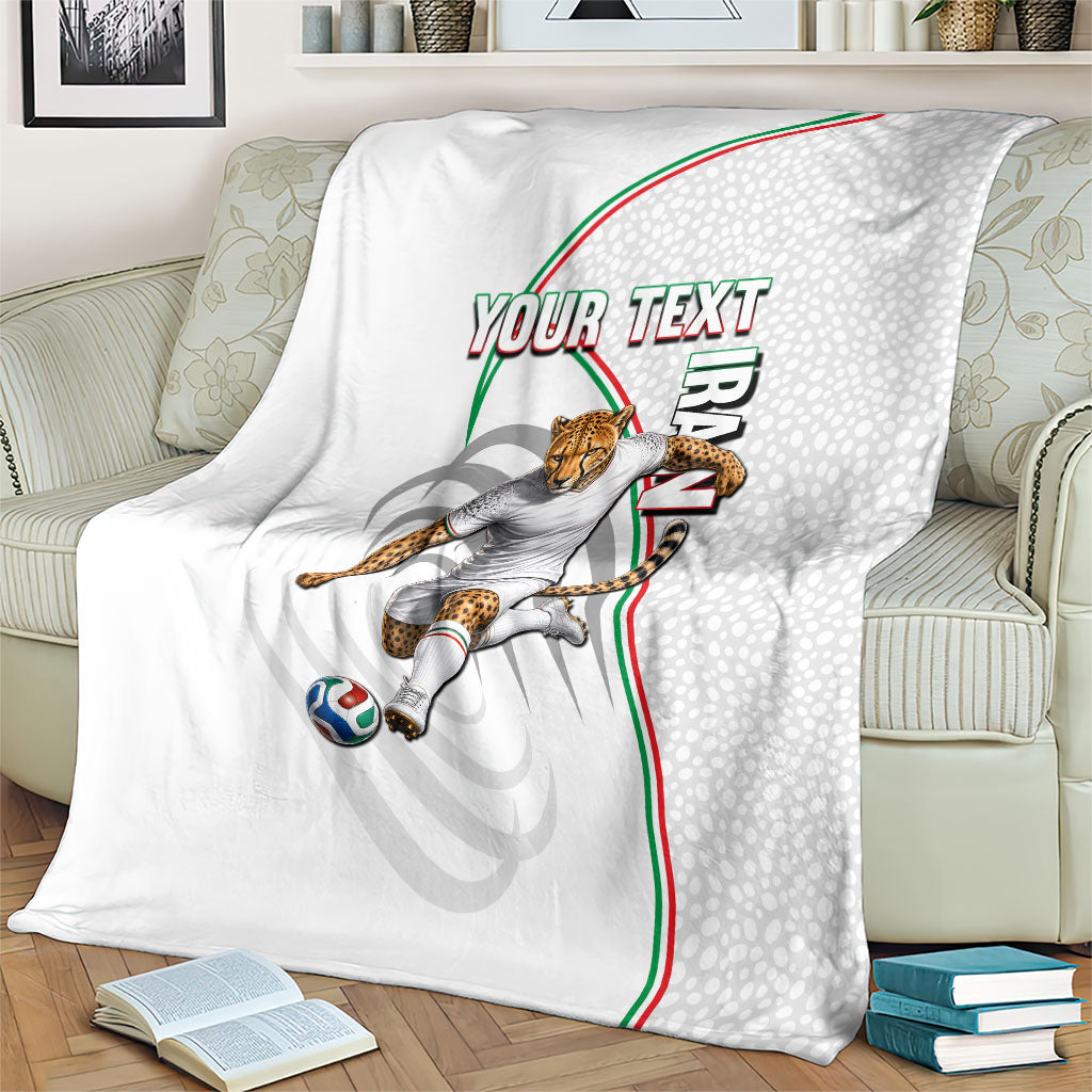 Personalized Iran Football Cheetah Blanket Team Melli Persian Soccer Graphic Art