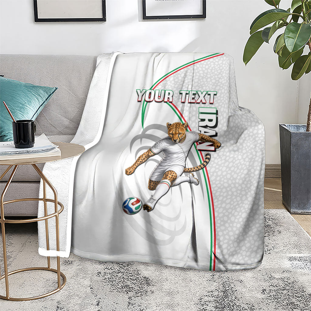 Personalized Iran Football Cheetah Blanket Team Melli Persian Soccer Graphic Art