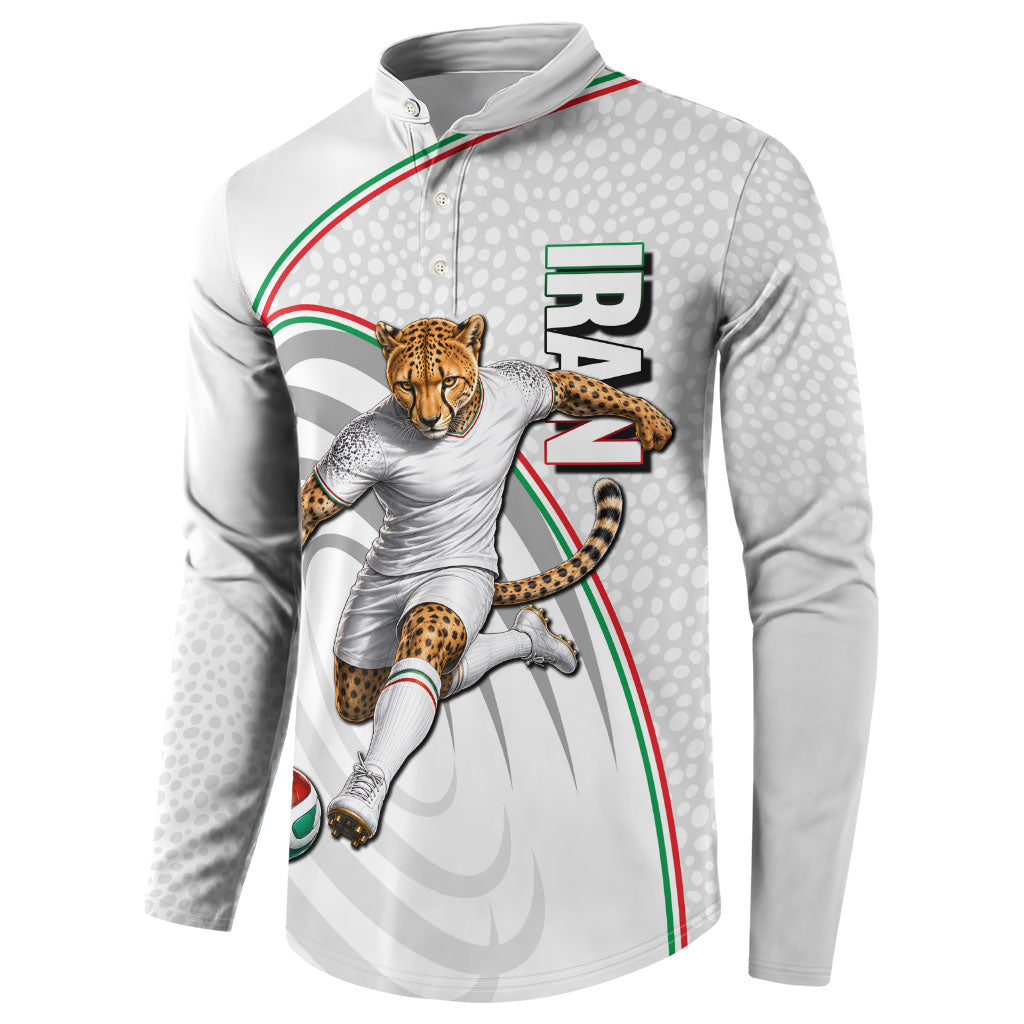 Personalized Iran Football Cheetah Button Sweatshirt Team Melli Persian Soccer Graphic Art