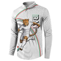 Personalized Iran Football Cheetah Button Sweatshirt Team Melli Persian Soccer Graphic Art