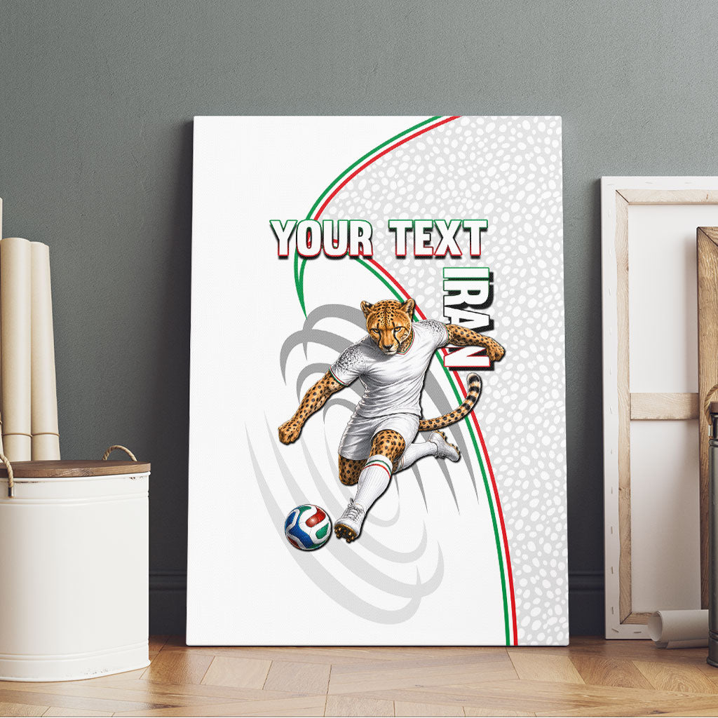 Personalized Iran Football Cheetah Canvas Wall Art Team Melli Persian Soccer Graphic Art
