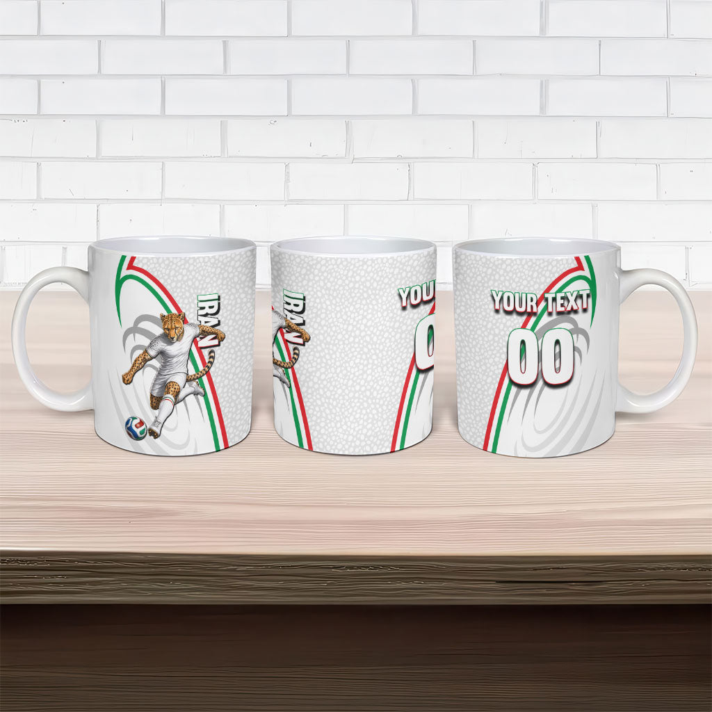 Personalized Iran Football Cheetah Ceramic Mug Team Melli Persian Soccer Graphic Art