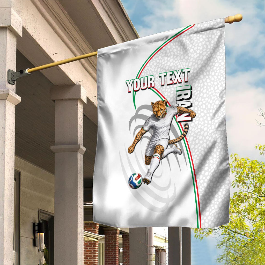 Personalized Iran Football Cheetah Garden Flag Team Melli Persian Soccer Graphic Art