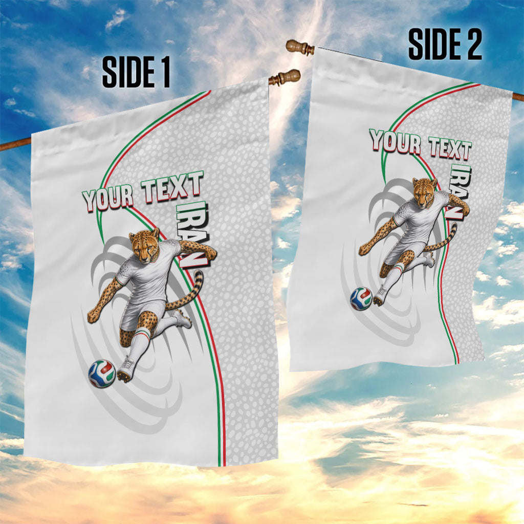 Personalized Iran Football Cheetah Garden Flag Team Melli Persian Soccer Graphic Art