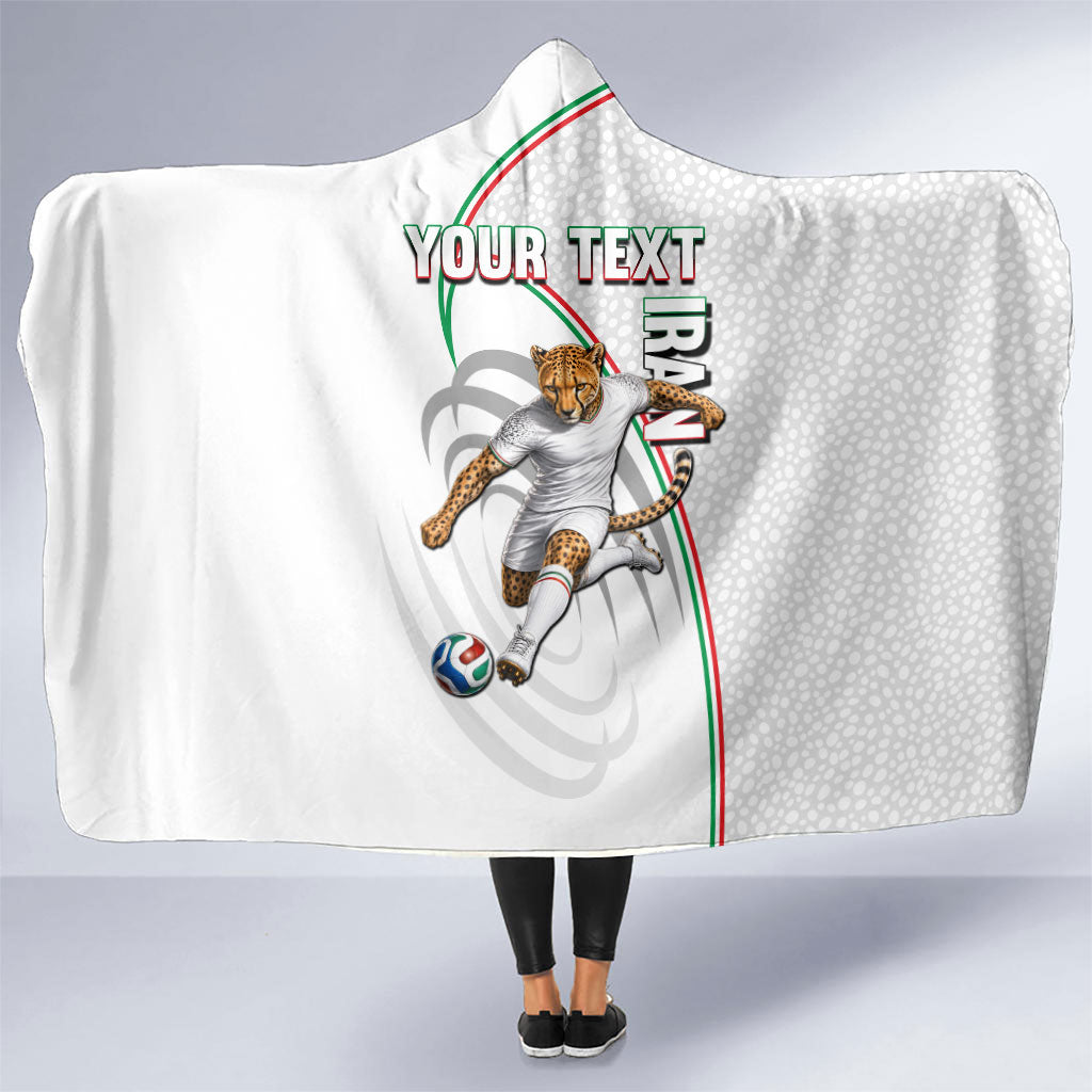 Personalized Iran Football Cheetah Hooded Blanket Team Melli Persian Soccer Graphic Art