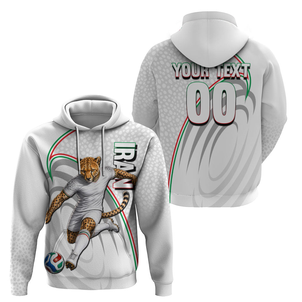 Personalized Iran Football Cheetah Hoodie Team Melli Persian Soccer Graphic Art