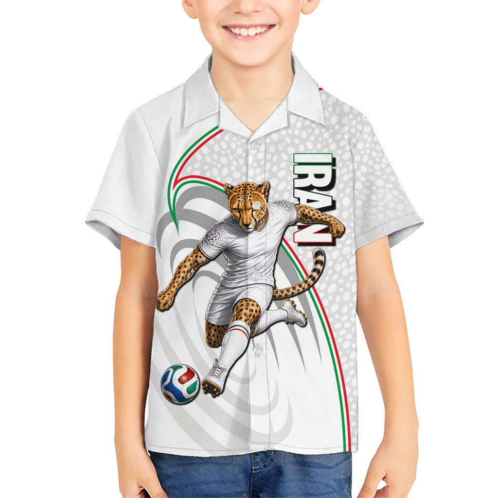 Personalized Iran Football Cheetah Kid Hawaiian Shirt Team Melli Persian Soccer Graphic Art