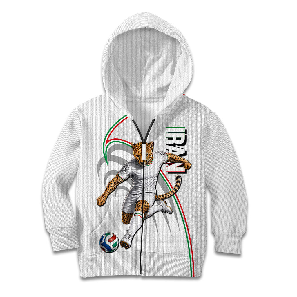 Personalized Iran Football Cheetah Kid Hoodie Team Melli Persian Soccer Graphic Art
