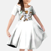 Personalized Iran Football Cheetah Kid Short Sleeve Dress Team Melli Persian Soccer Graphic Art