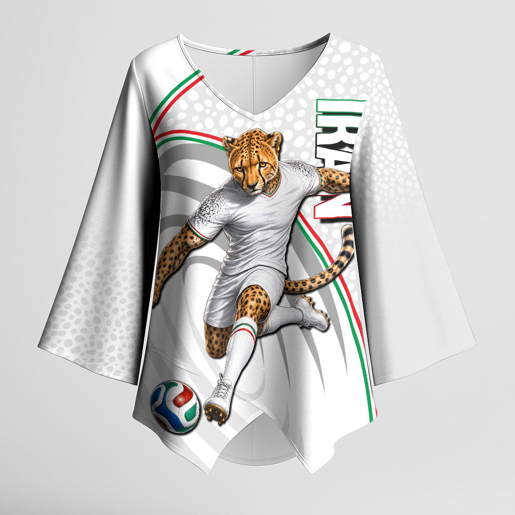 Personalized Iran Football Cheetah Kimono Sleeve Blouse Team Melli Persian Soccer Graphic Art
