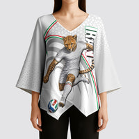 Personalized Iran Football Cheetah Kimono Sleeve Blouse Team Melli Persian Soccer Graphic Art
