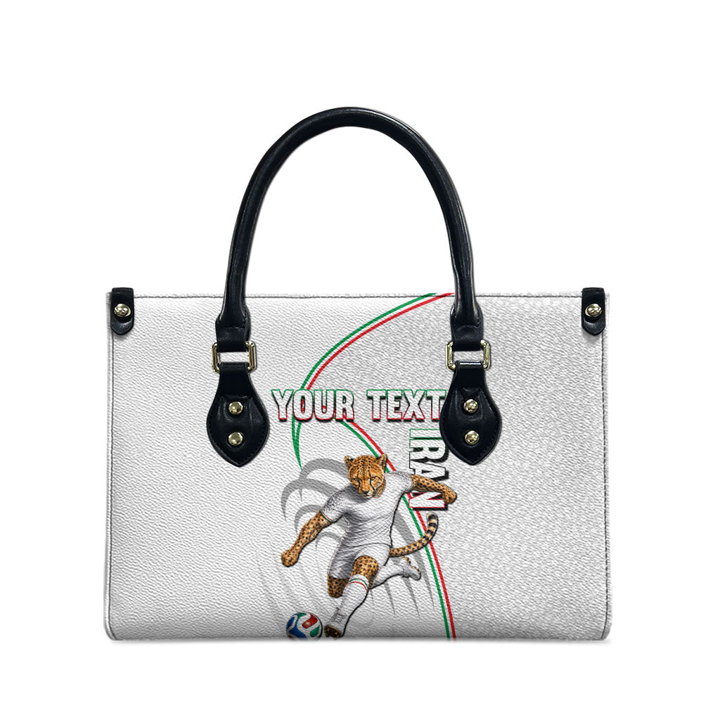 Personalized Iran Football Cheetah Leather Bag Team Melli Persian Soccer Graphic Art