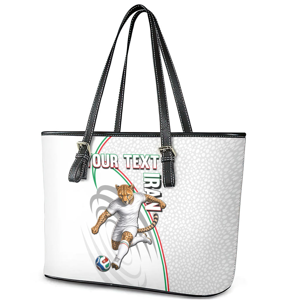 Personalized Iran Football Cheetah Leather Tote Bag Team Melli Persian Soccer Graphic Art