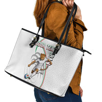 Personalized Iran Football Cheetah Leather Tote Bag Team Melli Persian Soccer Graphic Art