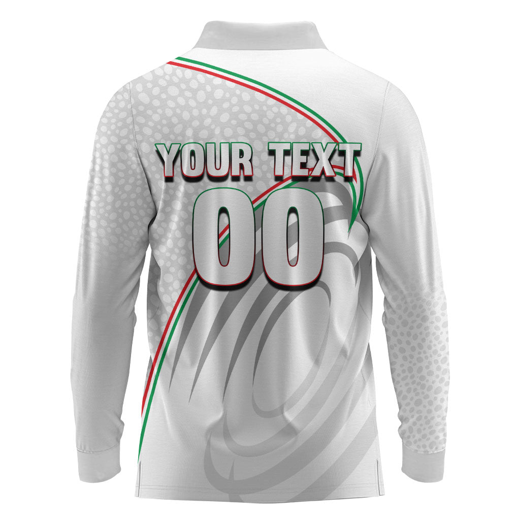 Personalized Iran Football Cheetah Long Sleeve Polo Shirt Team Melli Persian Soccer Graphic Art