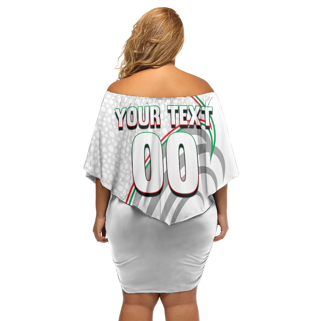 Personalized Iran Football Cheetah Off Shoulder Short Dress Team Melli Persian Soccer Graphic Art