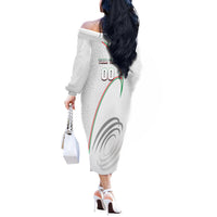 Personalized Iran Football Cheetah Off The Shoulder Long Sleeve Dress Team Melli Persian Soccer Graphic Art