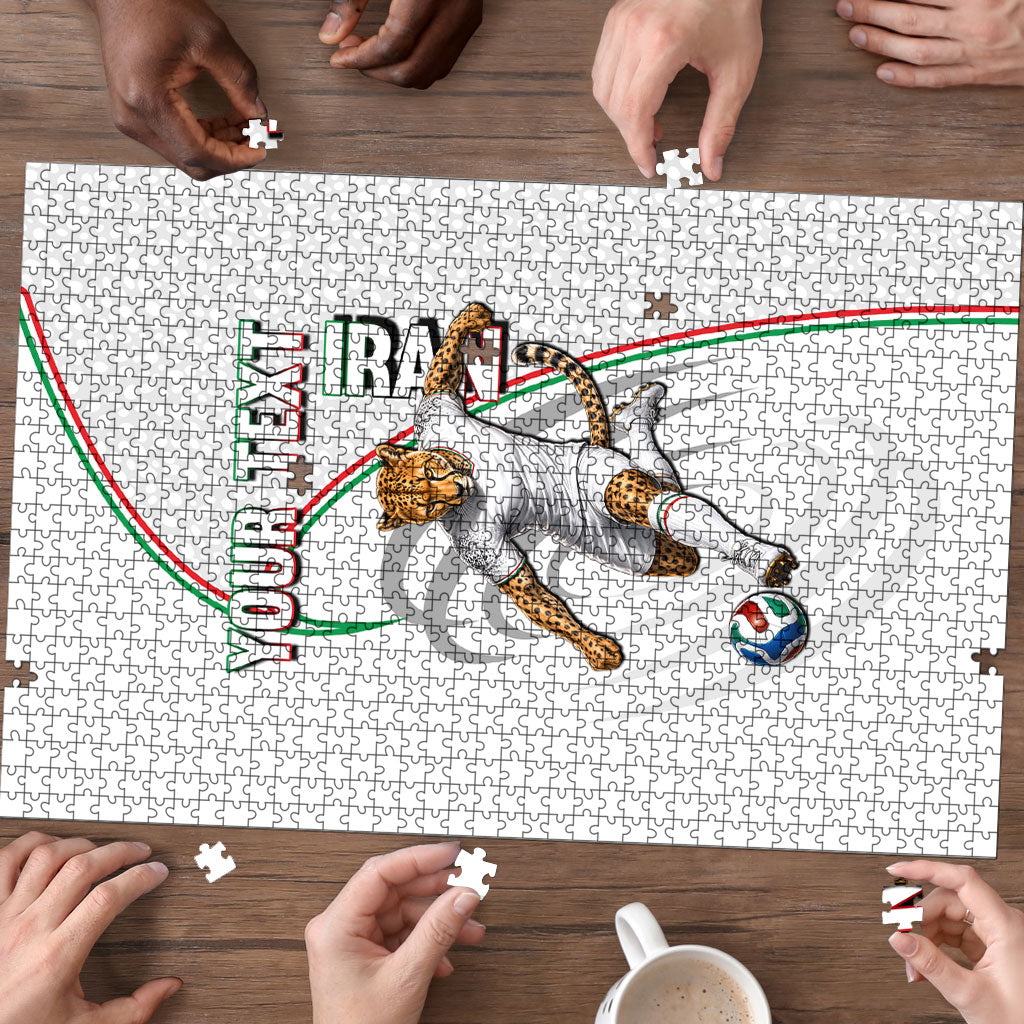 Personalized Iran Football Cheetah Puzzle Team Melli Persian Soccer Graphic Art