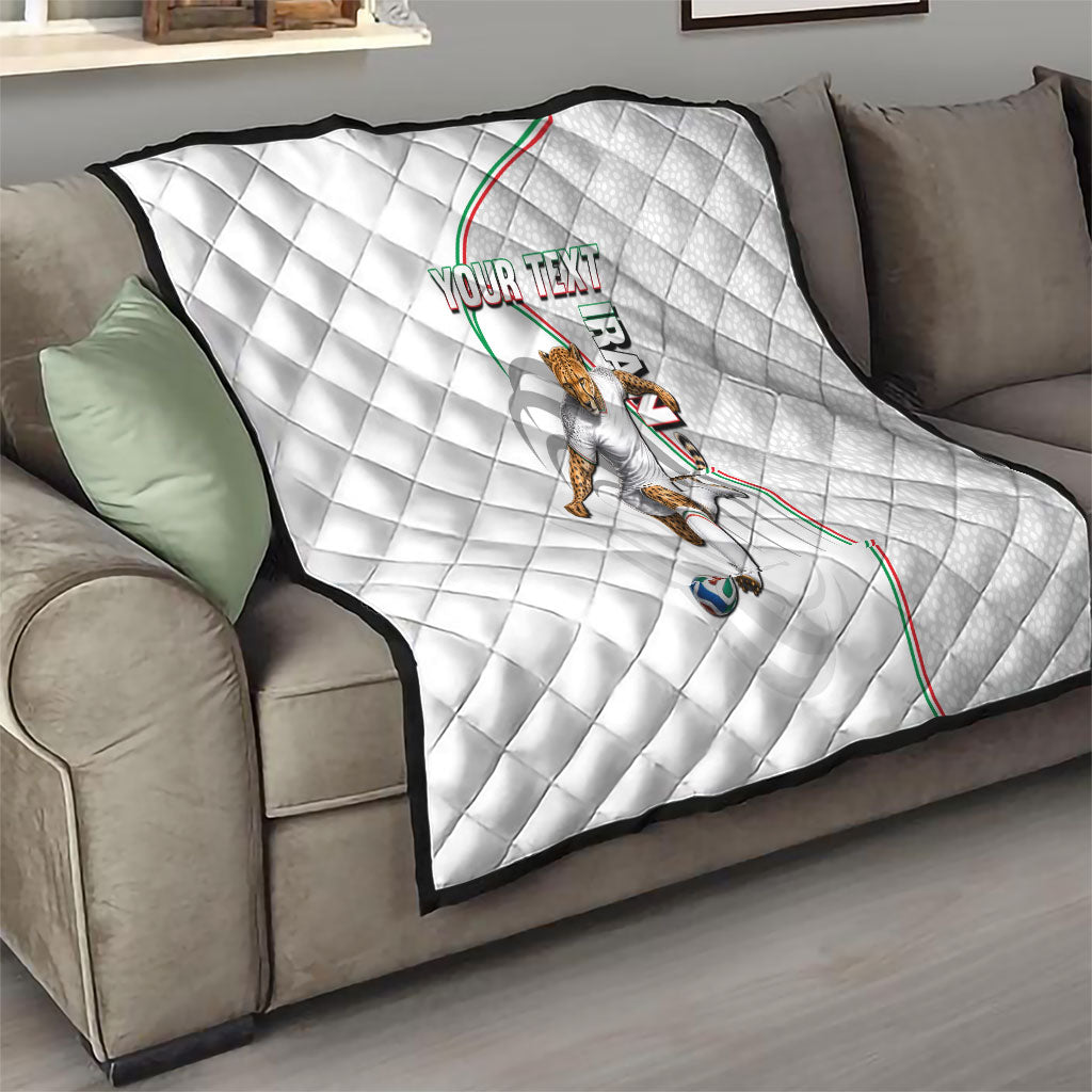 Personalized Iran Football Cheetah Quilt Team Melli Persian Soccer Graphic Art