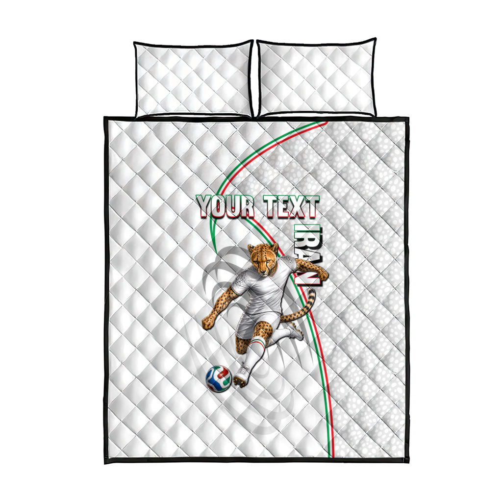 Personalized Iran Football Cheetah Quilt Bed Set Team Melli Persian Soccer Graphic Art