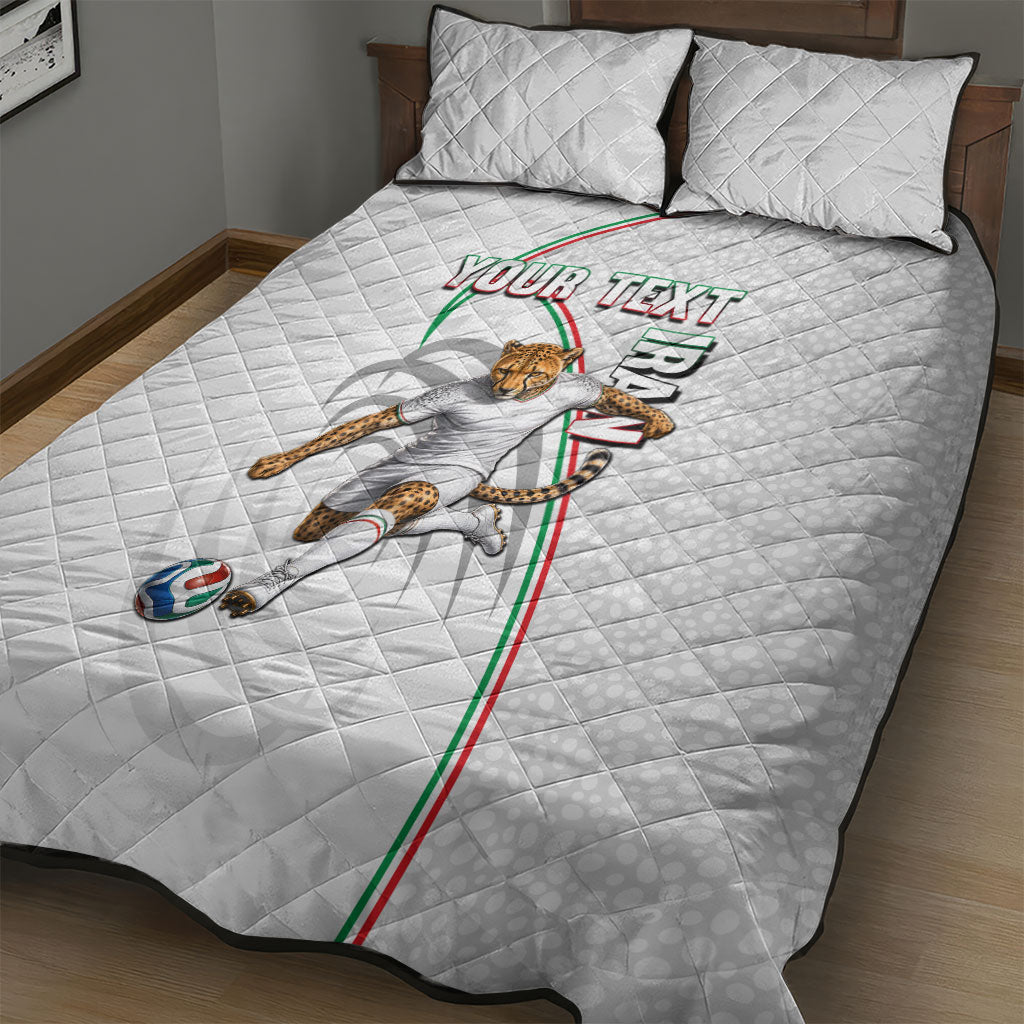Personalized Iran Football Cheetah Quilt Bed Set Team Melli Persian Soccer Graphic Art