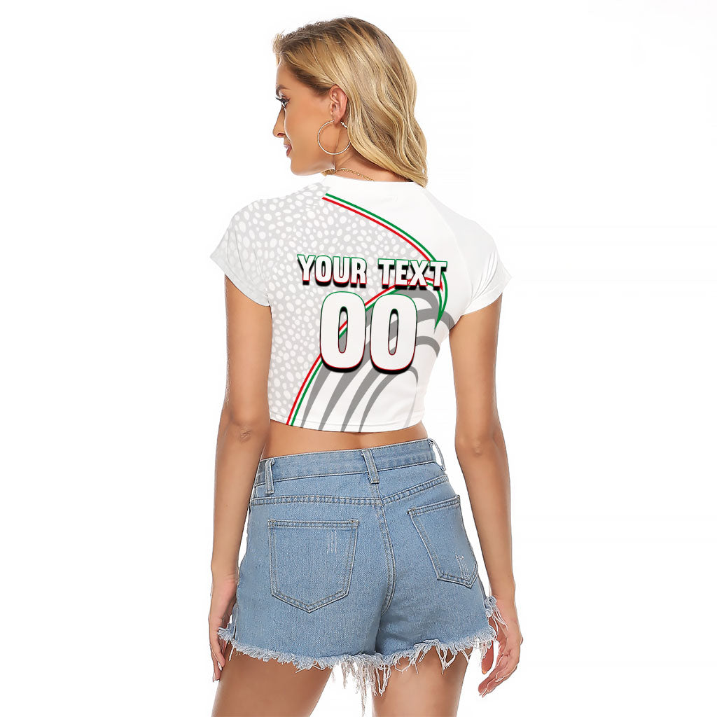 Personalized Iran Football Cheetah Raglan Cropped T Shirt Team Melli Persian Soccer Graphic Art