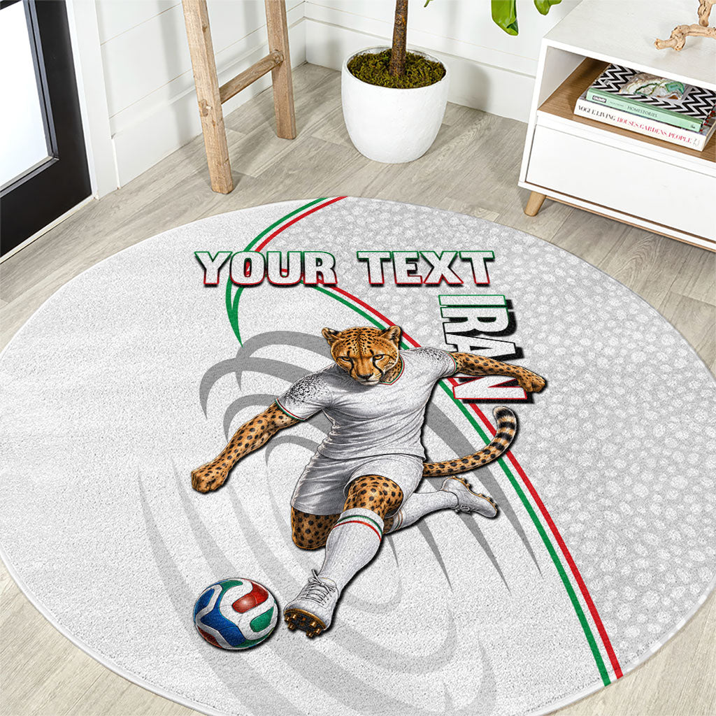 Personalized Iran Football Cheetah Round Carpet Team Melli Persian Soccer Graphic Art