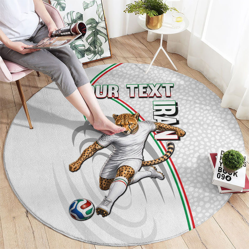 Personalized Iran Football Cheetah Round Carpet Team Melli Persian Soccer Graphic Art