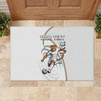 Personalized Iran Football Cheetah Rubber Doormat Team Melli Persian Soccer Graphic Art