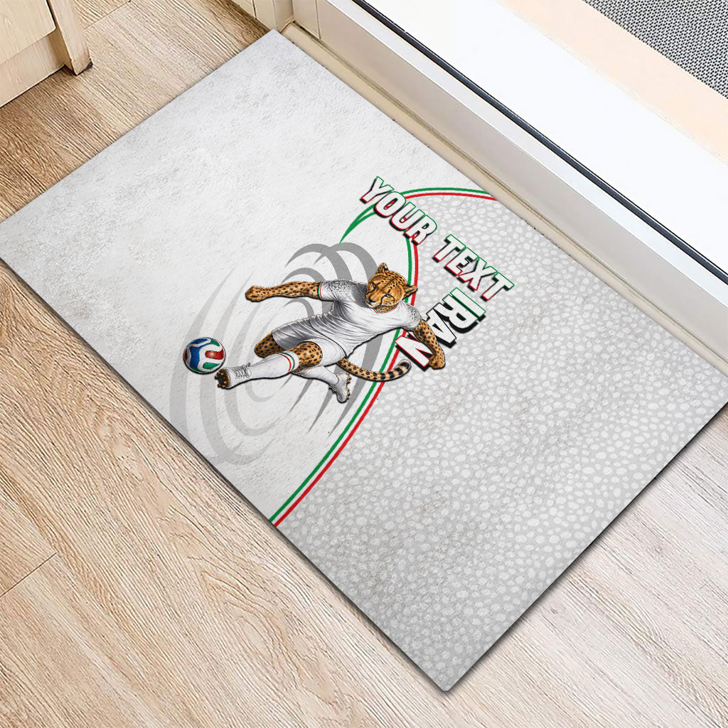 Personalized Iran Football Cheetah Rubber Doormat Team Melli Persian Soccer Graphic Art