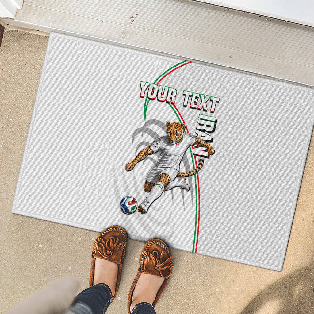 Personalized Iran Football Cheetah Rubber Doormat Team Melli Persian Soccer Graphic Art