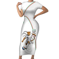 Personalized Iran Football Cheetah Short Sleeve Bodycon Dress Team Melli Persian Soccer Graphic Art