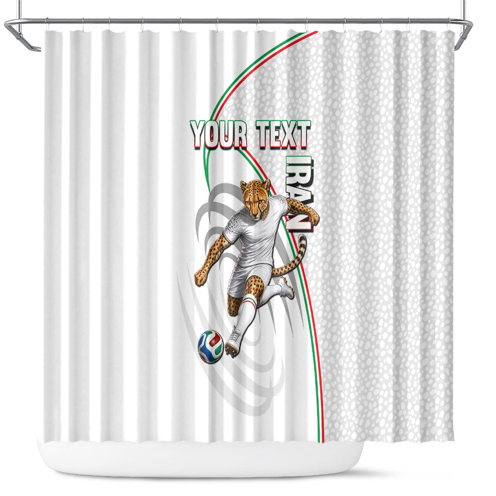 Personalized Iran Football Cheetah Shower Curtain Team Melli Persian Soccer Graphic Art