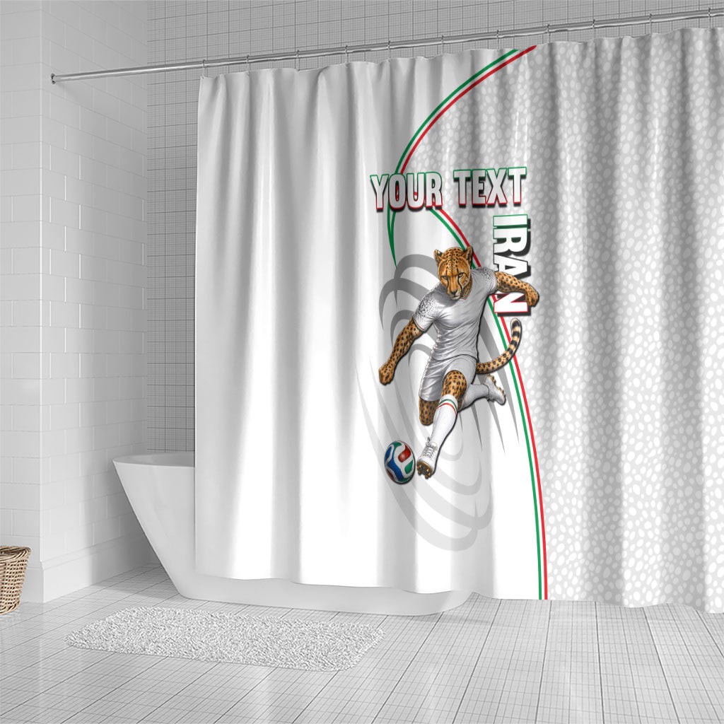 Personalized Iran Football Cheetah Shower Curtain Team Melli Persian Soccer Graphic Art