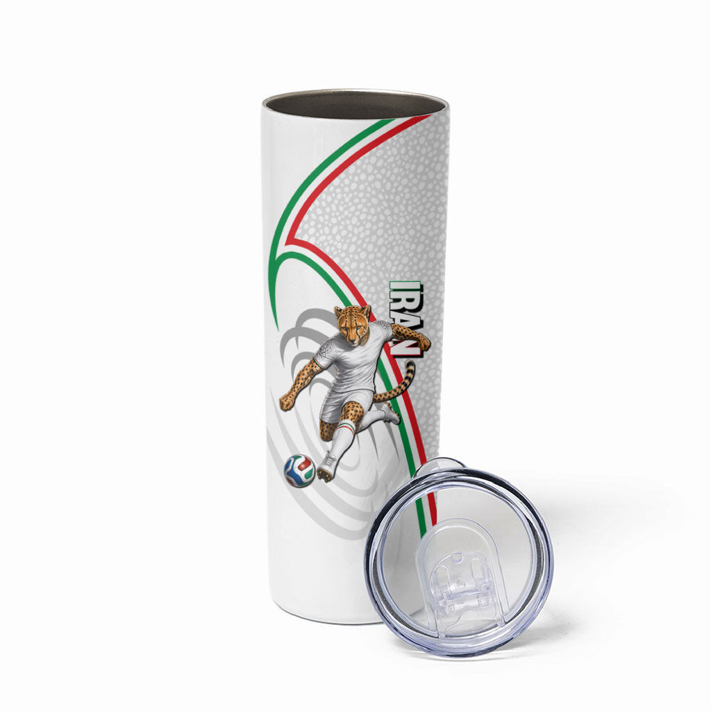Personalized Iran Football Cheetah Skinny Tumbler Team Melli Persian Soccer Graphic Art