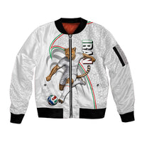 Personalized Iran Football Cheetah Sleeve Zip Bomber Jacket Team Melli Persian Soccer Graphic Art