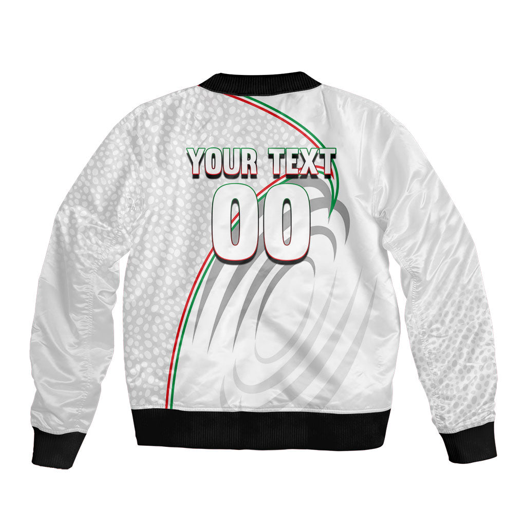 Personalized Iran Football Cheetah Sleeve Zip Bomber Jacket Team Melli Persian Soccer Graphic Art