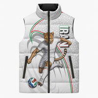Personalized Iran Football Cheetah Sleeveless Puffer Jacket Team Melli Persian Soccer Graphic Art