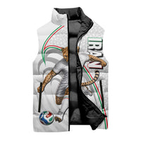 Personalized Iran Football Cheetah Sleeveless Puffer Jacket Team Melli Persian Soccer Graphic Art